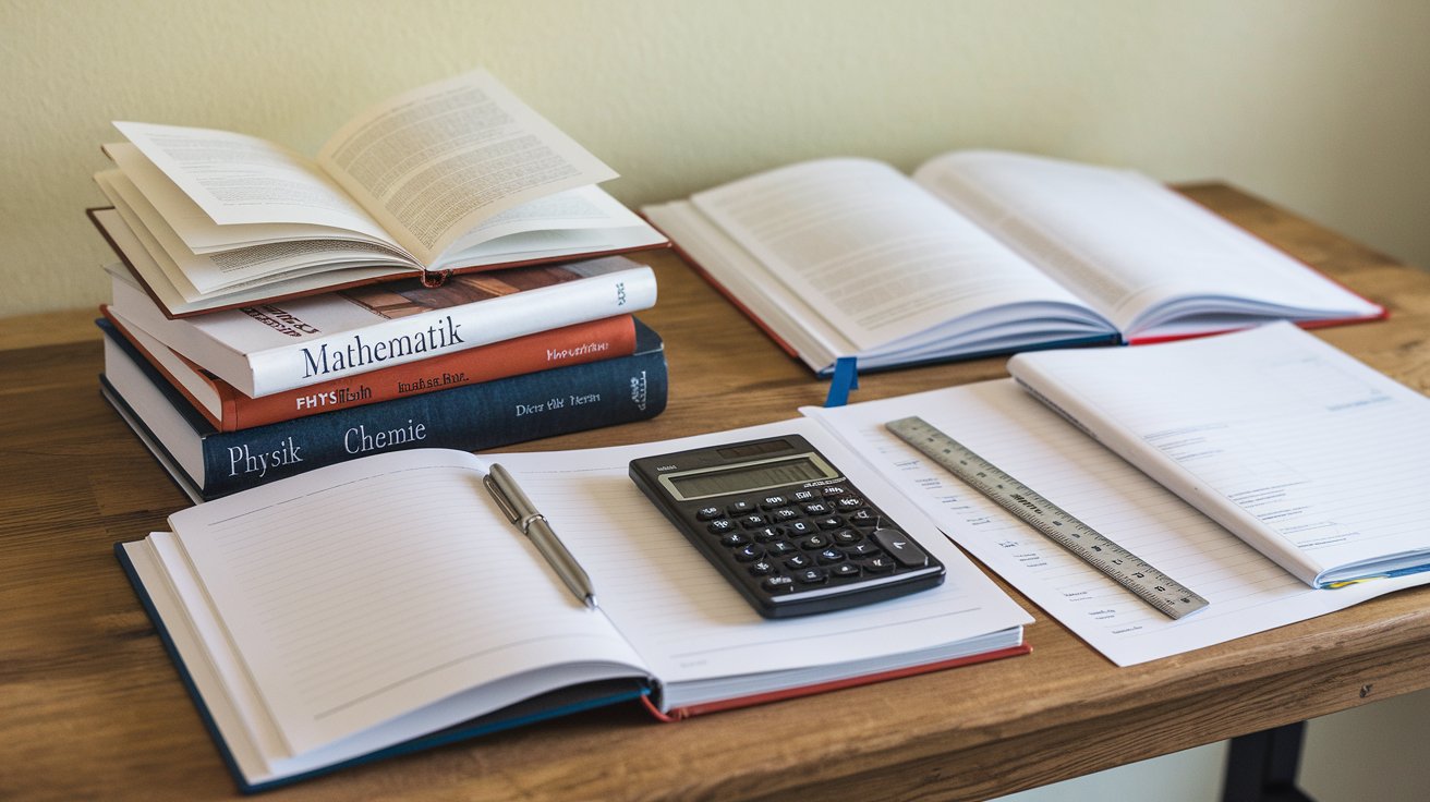 Ein voll Schreibtisch mit Büchern